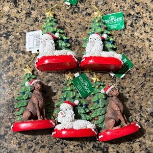 Christmas Dog Ornaments with Tree